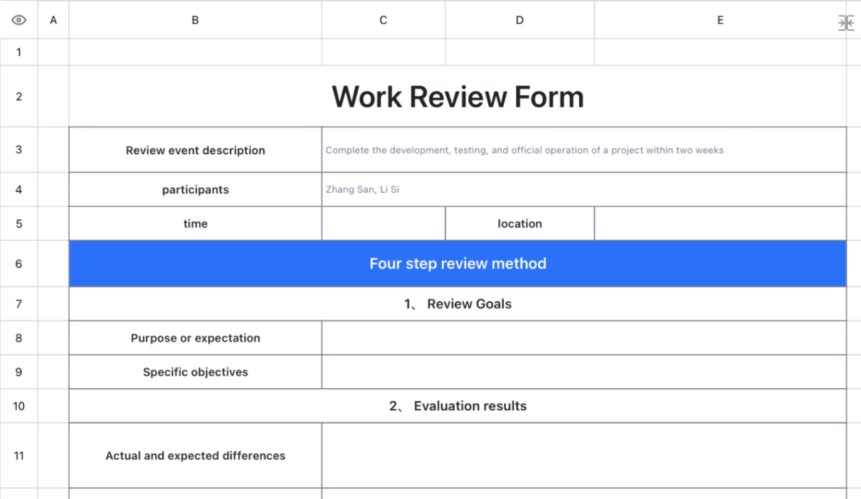 Work Review Form